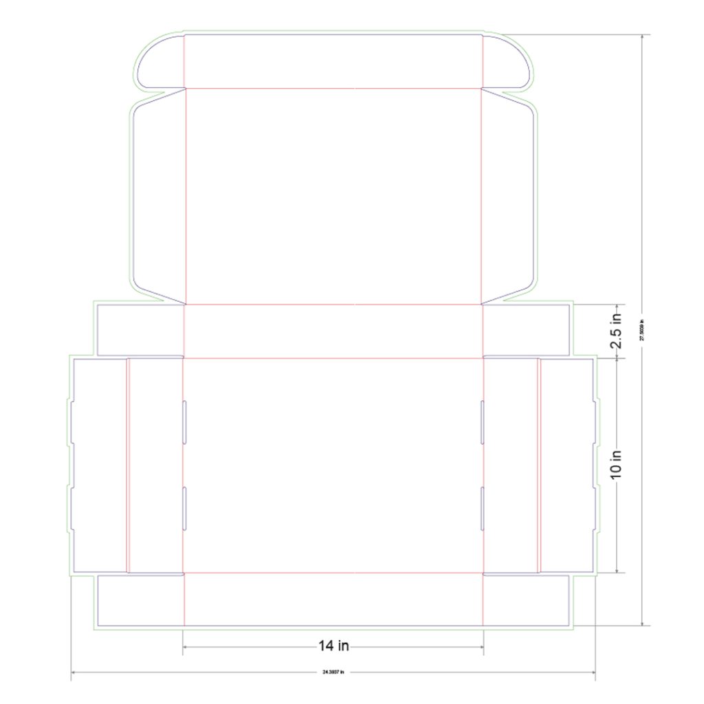 14x10x2.5 in Mailer Box Template