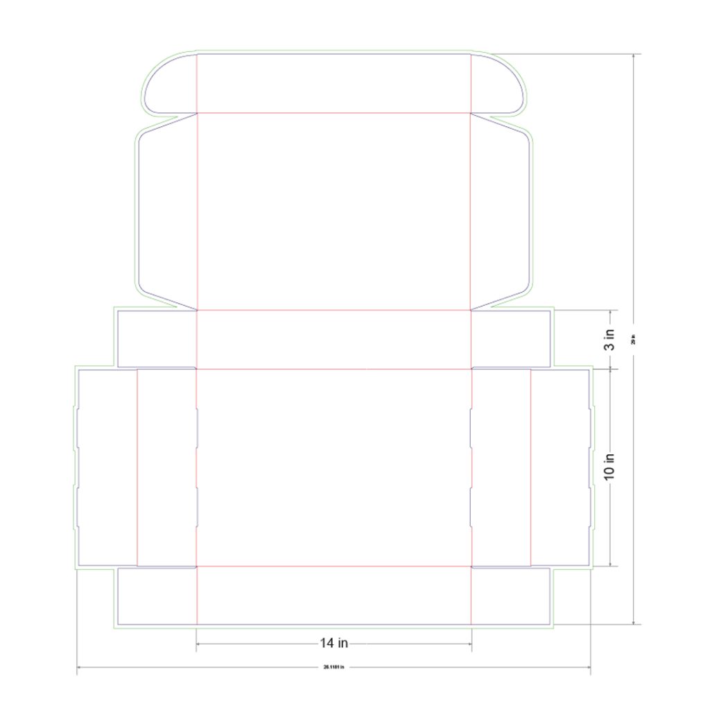 14x10x3 in Mailer Box Template