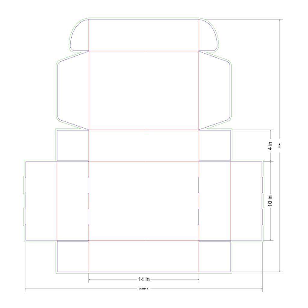 14x10x4 in Mailer Box Template