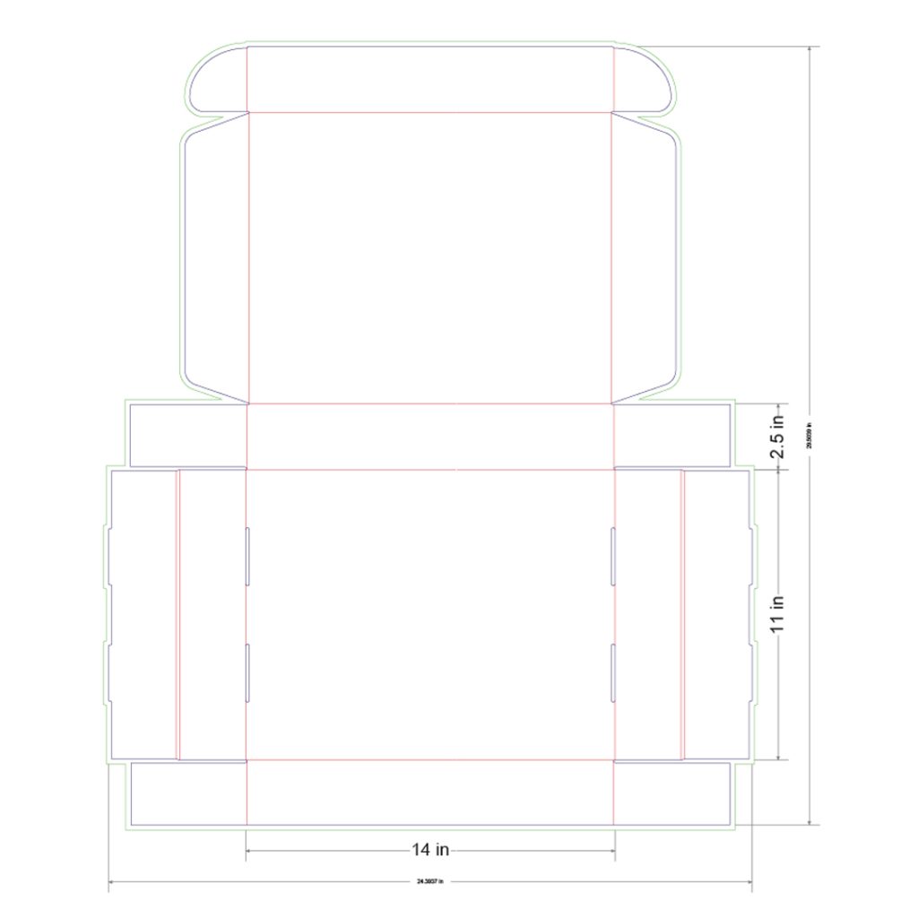 14x11x2.5 in Mailer Box Template