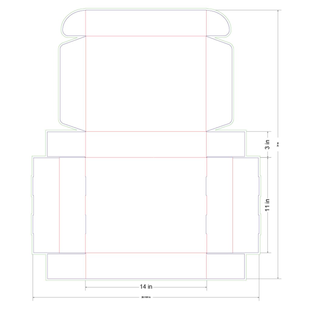 14x11x3 in Mailer Box Template