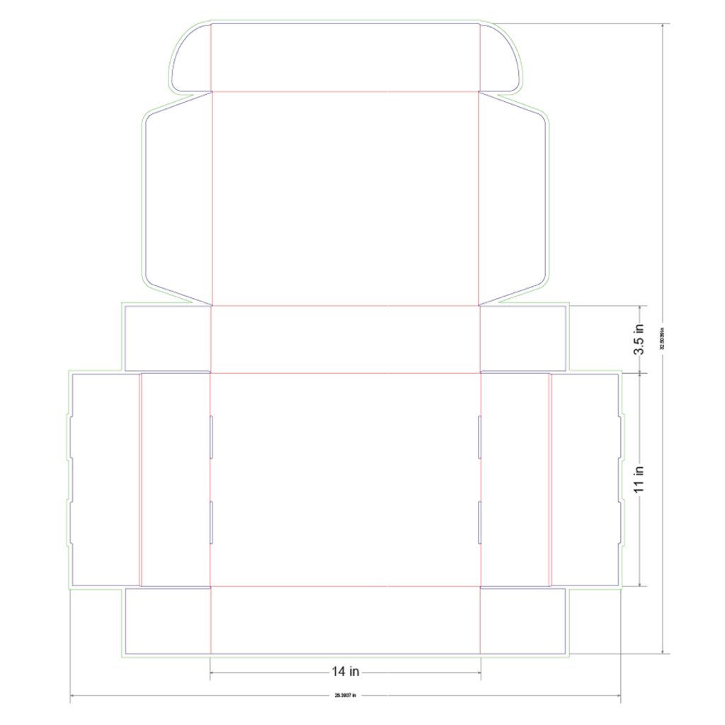 14x11x3.5 in Mailer Box Template
