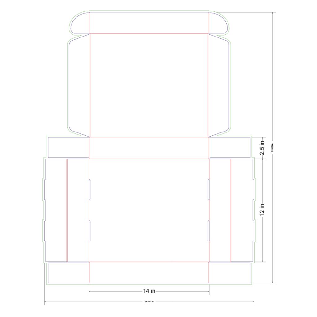14x12x2.5 in Mailer Box Template