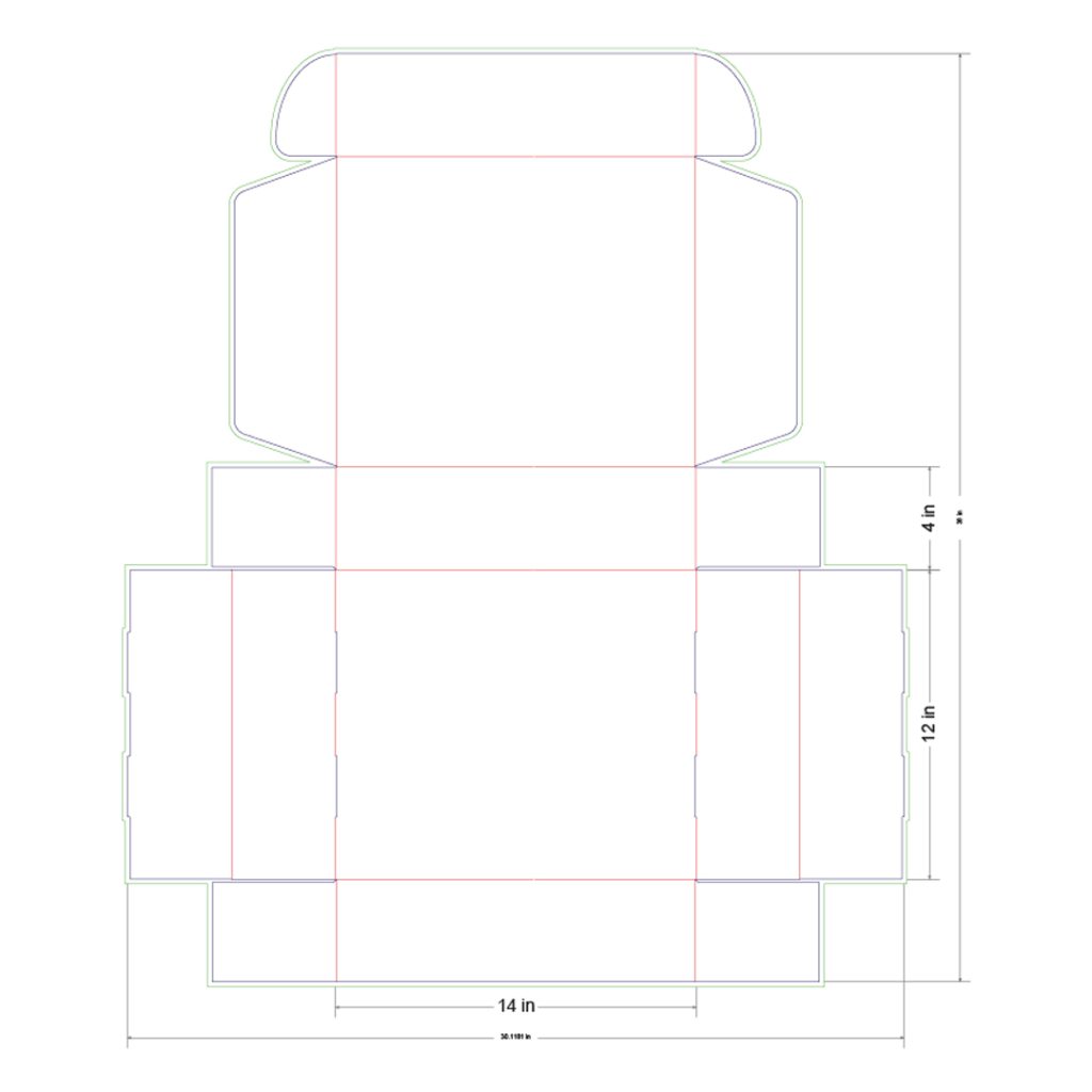 14x12x4 in Mailer Box Template
