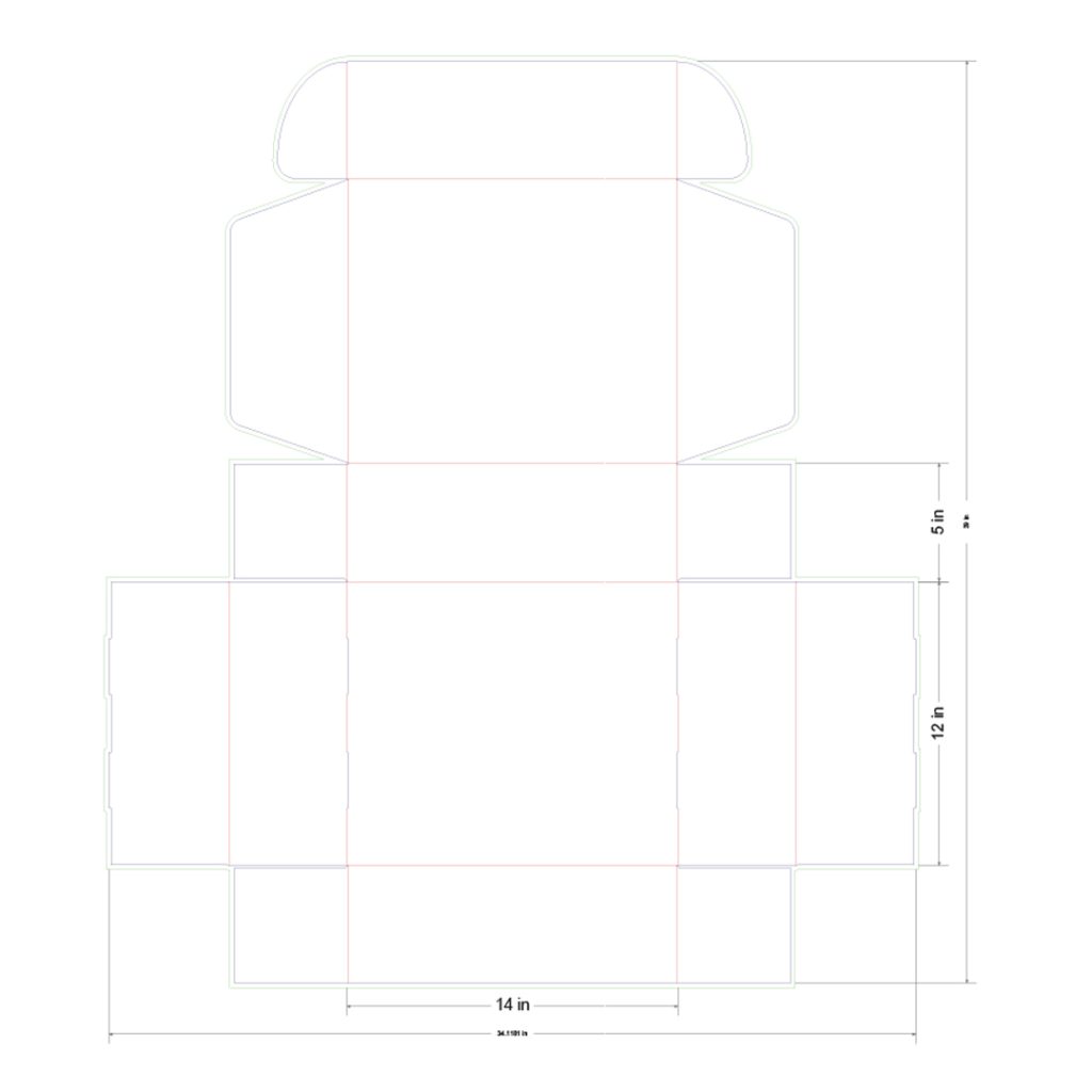 14x12x5 in Mailer Box Template