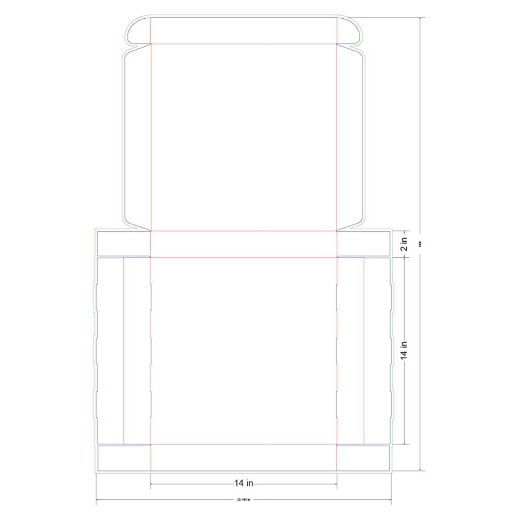 14x14x2 in Mailer Box Template