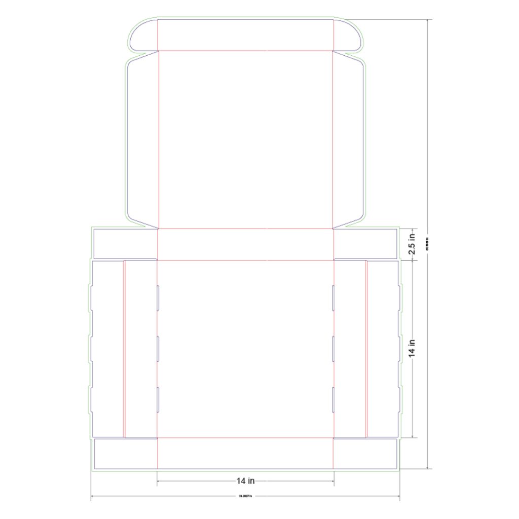 14x14x2.5 in Mailer Box Template