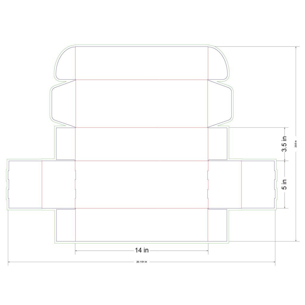 14x5x3.5 in Mailer Box Template