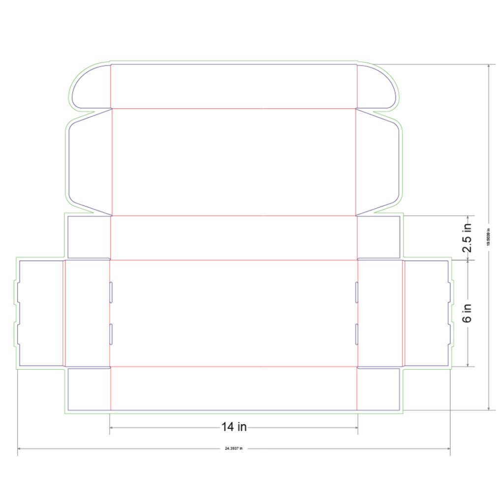 14x6x2.5 in Mailer Box Template