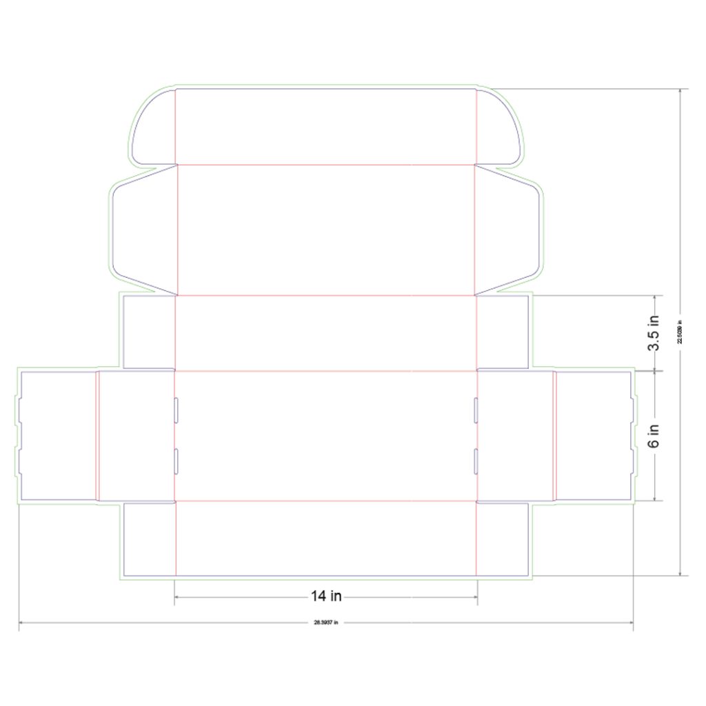14x6x3.5 in Mailer Box Template