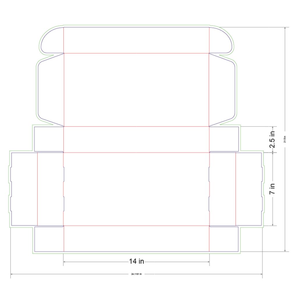 14x7x2.5 in Mailer Box Template