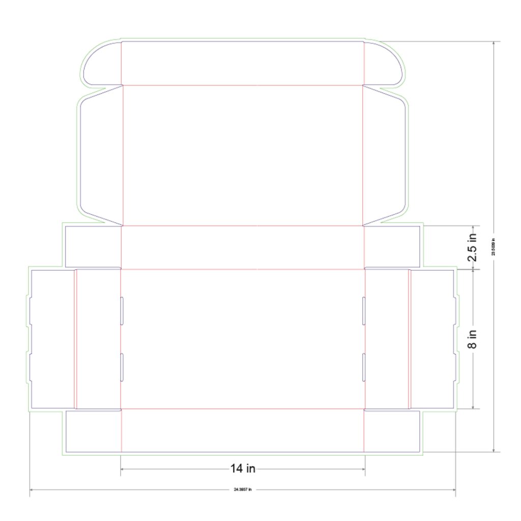 14x8x2.5 in Mailer Box Template