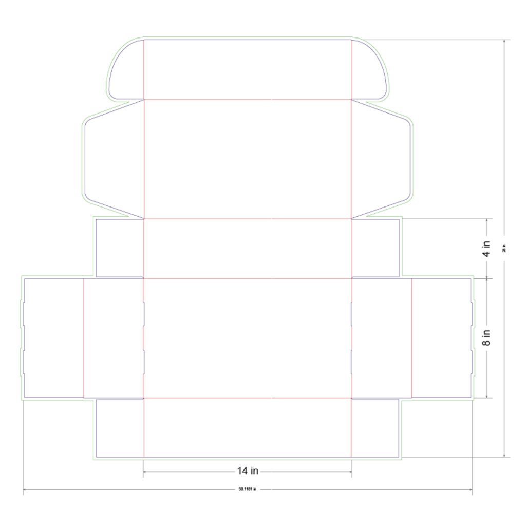 14x8x4 in Mailer Box Template