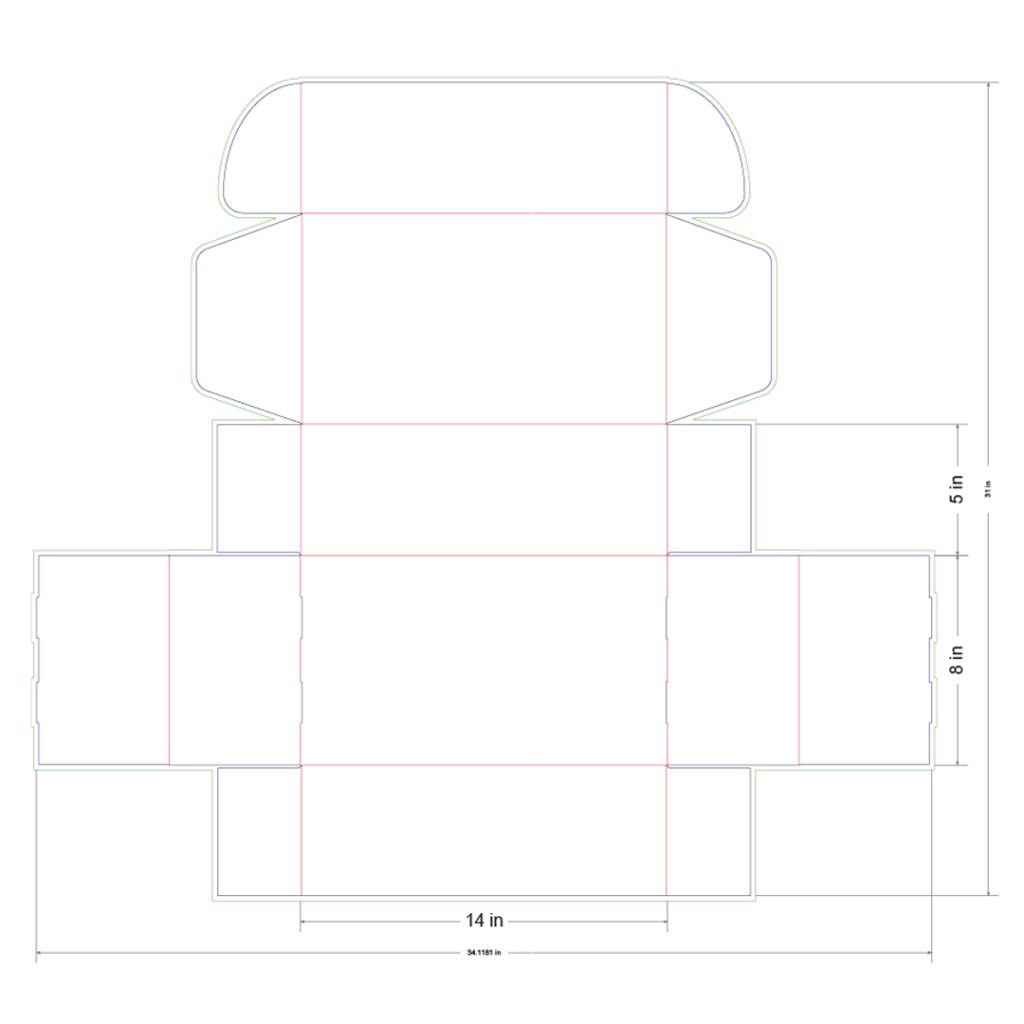 14x8x5 in Mailer Box Template