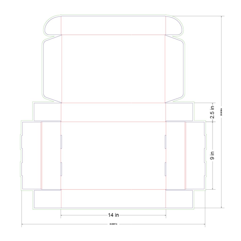 14x9x2.5 in Mailer Box Template