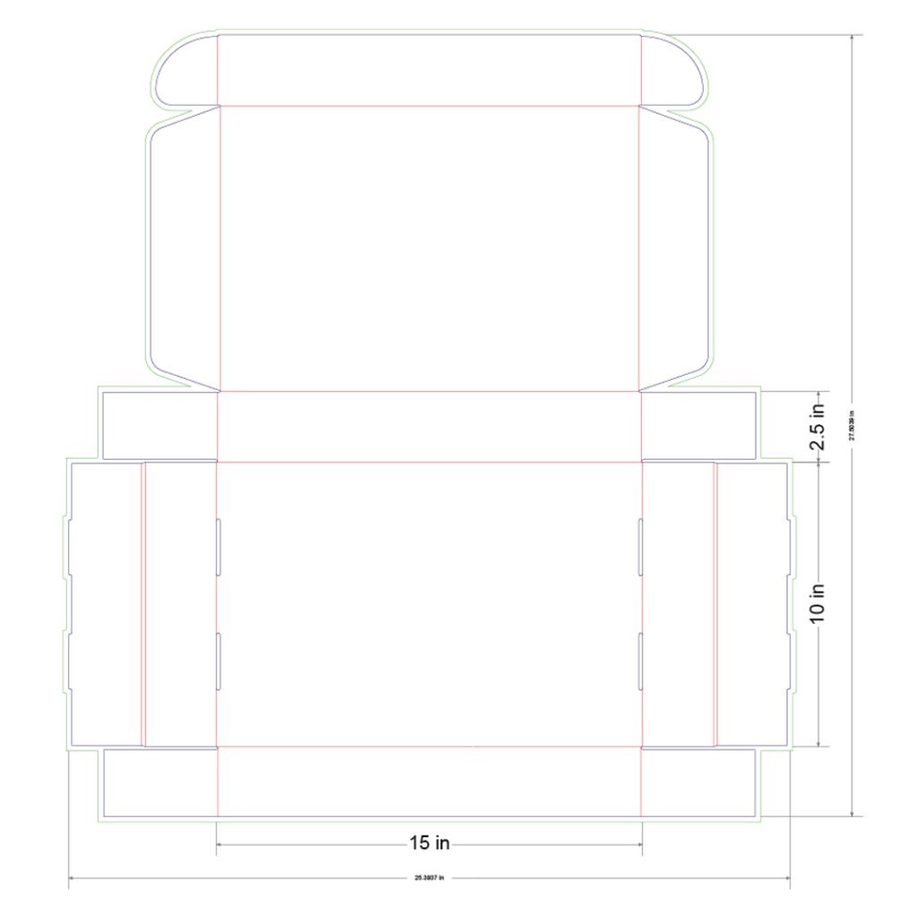 15x10x2.5 in Mailer Box Template