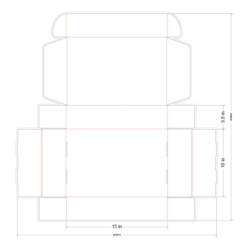 15x10x3.5 in Mailer Box Template