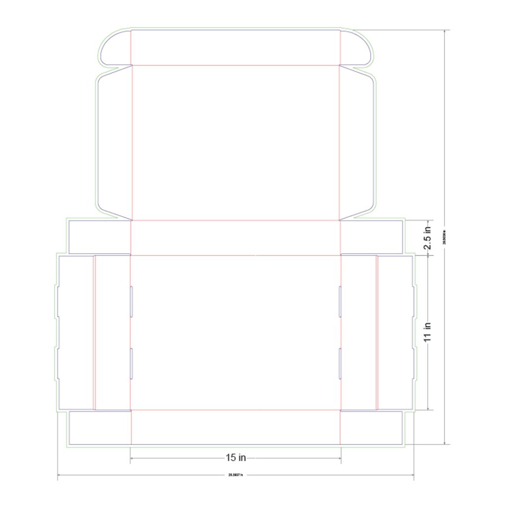 15x11x2.5 in Mailer Box Template
