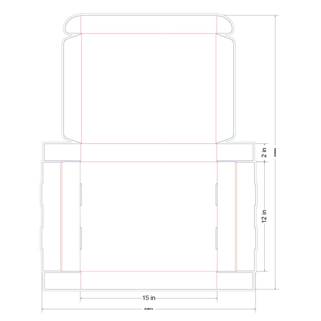 15x12x2 in Mailer Box Template