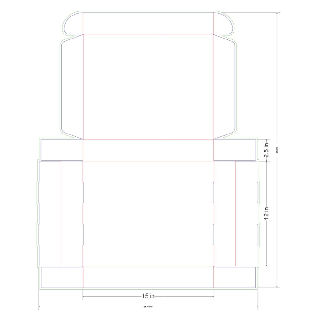 15x12x2.5 in Mailer Box Template