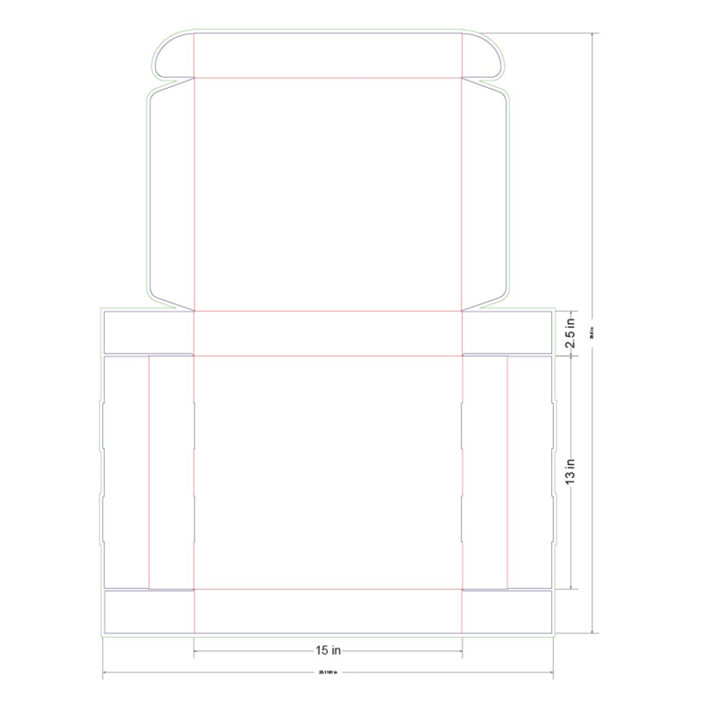15x13x2.5 in Mailer Box Template