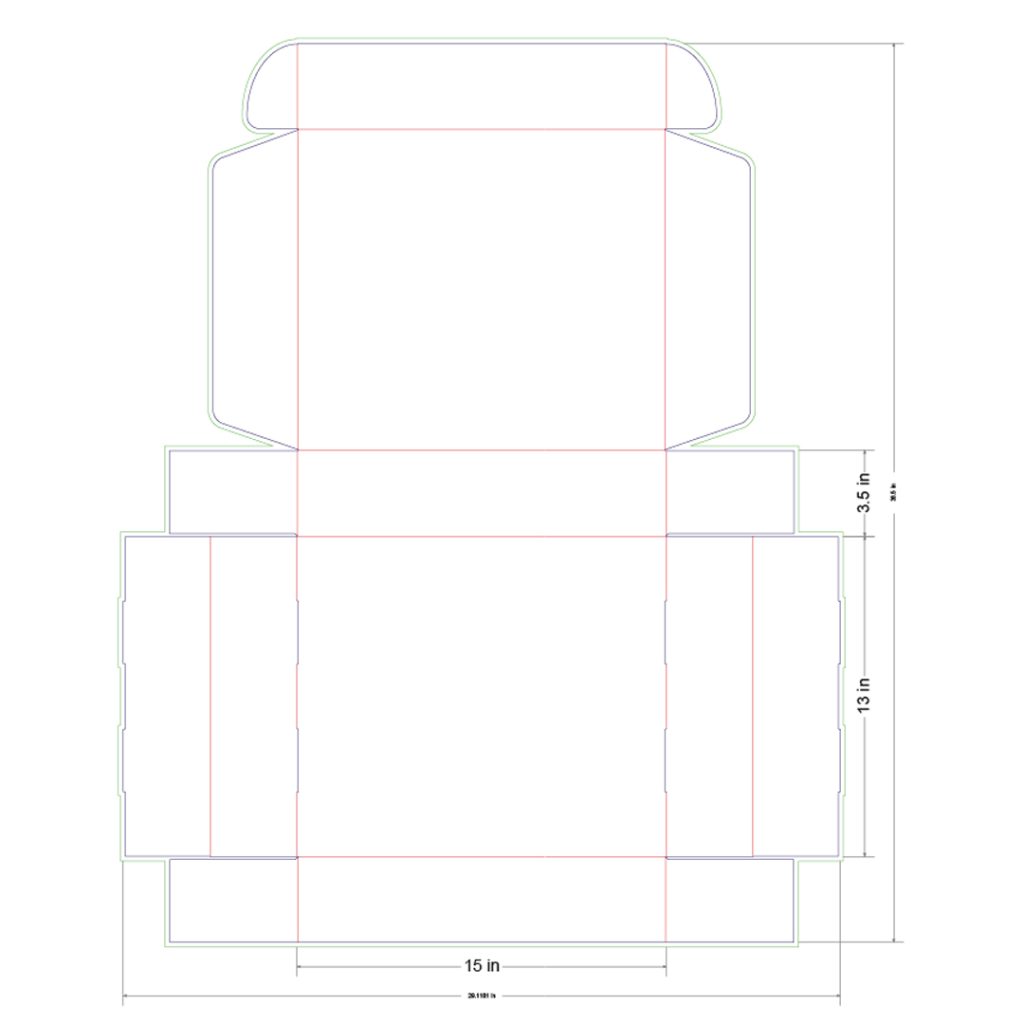 15x13x3.5 in Mailer Box Template