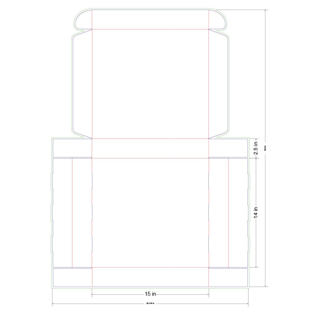 15x14x2.5 in Mailer Box Template