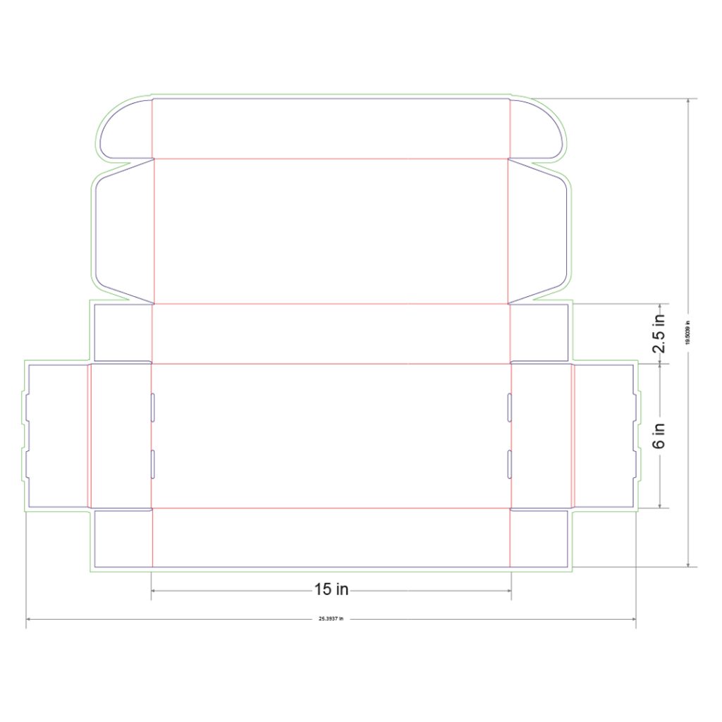 15x6x2.5 in Mailer Box Template