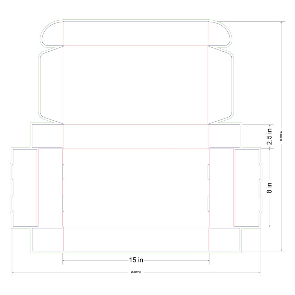 15x8x2.5 in Mailer Box Template