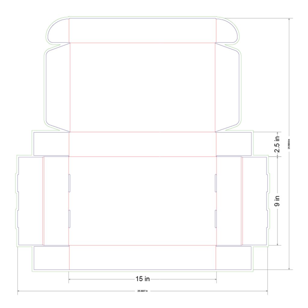 15x9x2.5 in Mailer Box Template