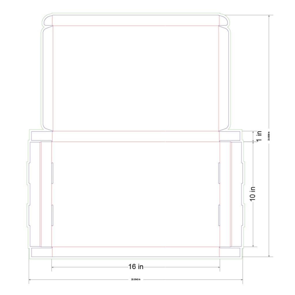 16x10x1 in Mailer Box Template