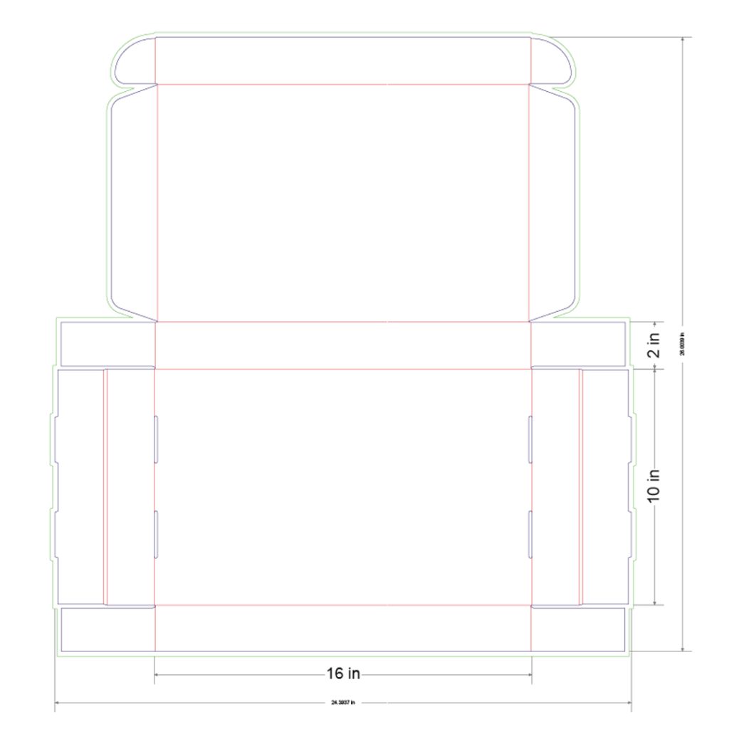 16x10x2 in Mailer Box Template