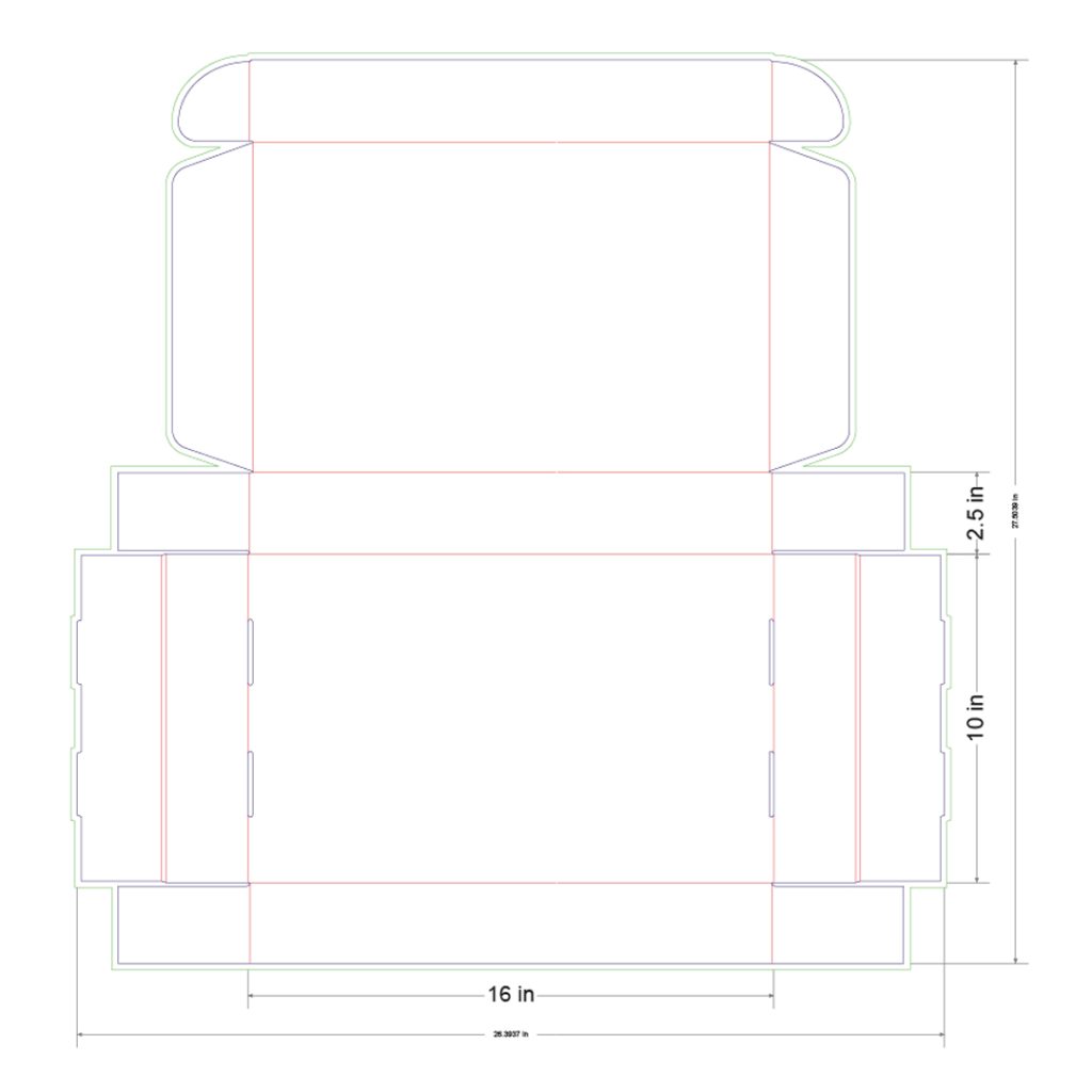 16x10x2.5 in Mailer Box Template