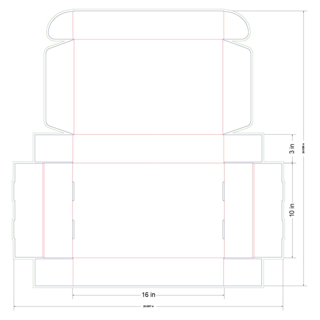 16x10x3 in Mailer Box Template