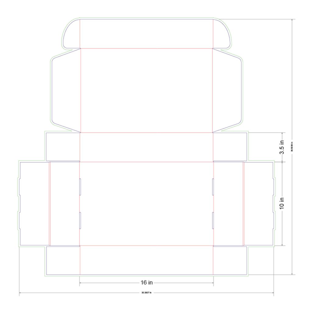 16x10x3.5 in Mailer Box Template