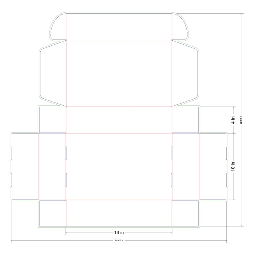 16x10x4 in Mailer Box Template