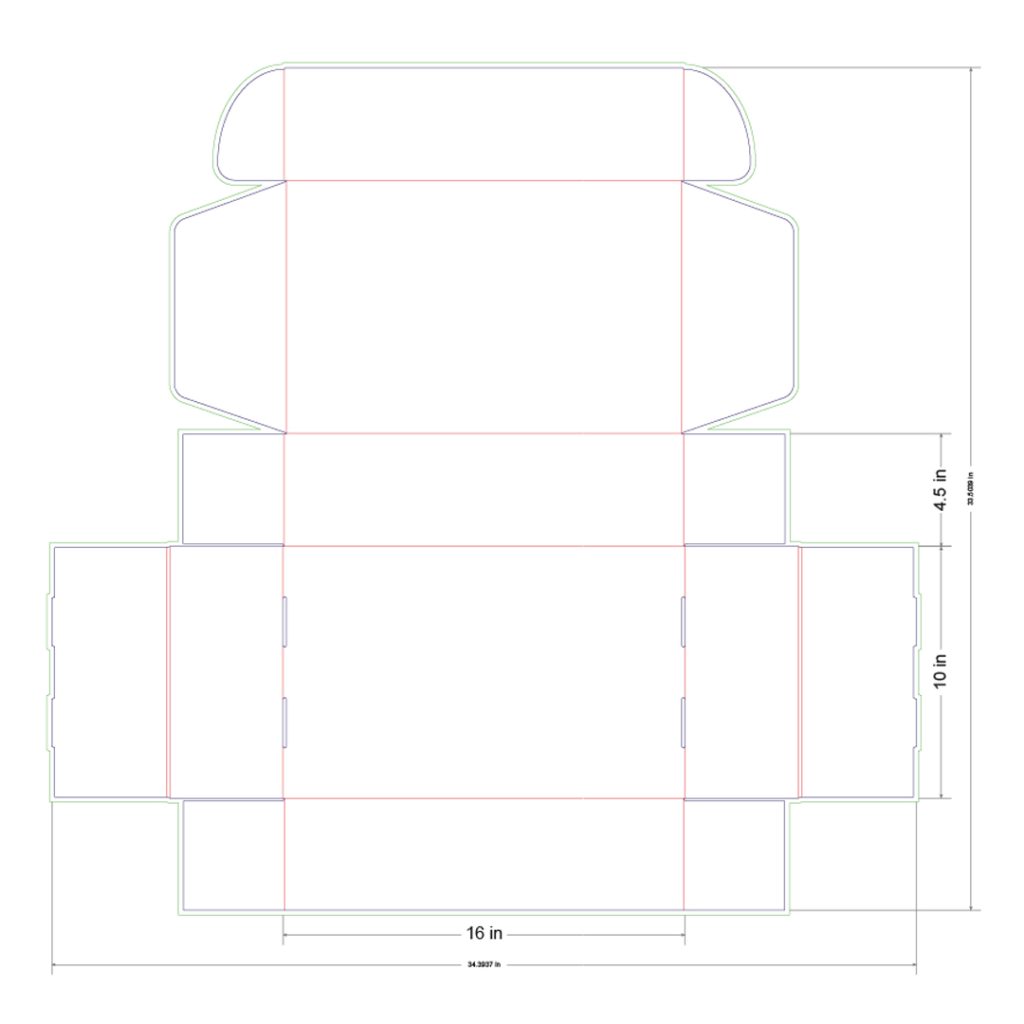 16x10x4.5 in Mailer Box Template