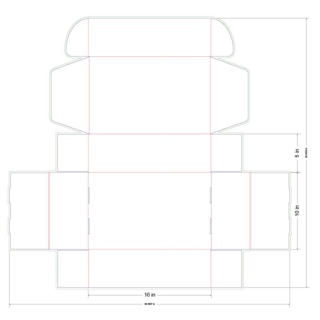 16x10x5 in Mailer Box Template