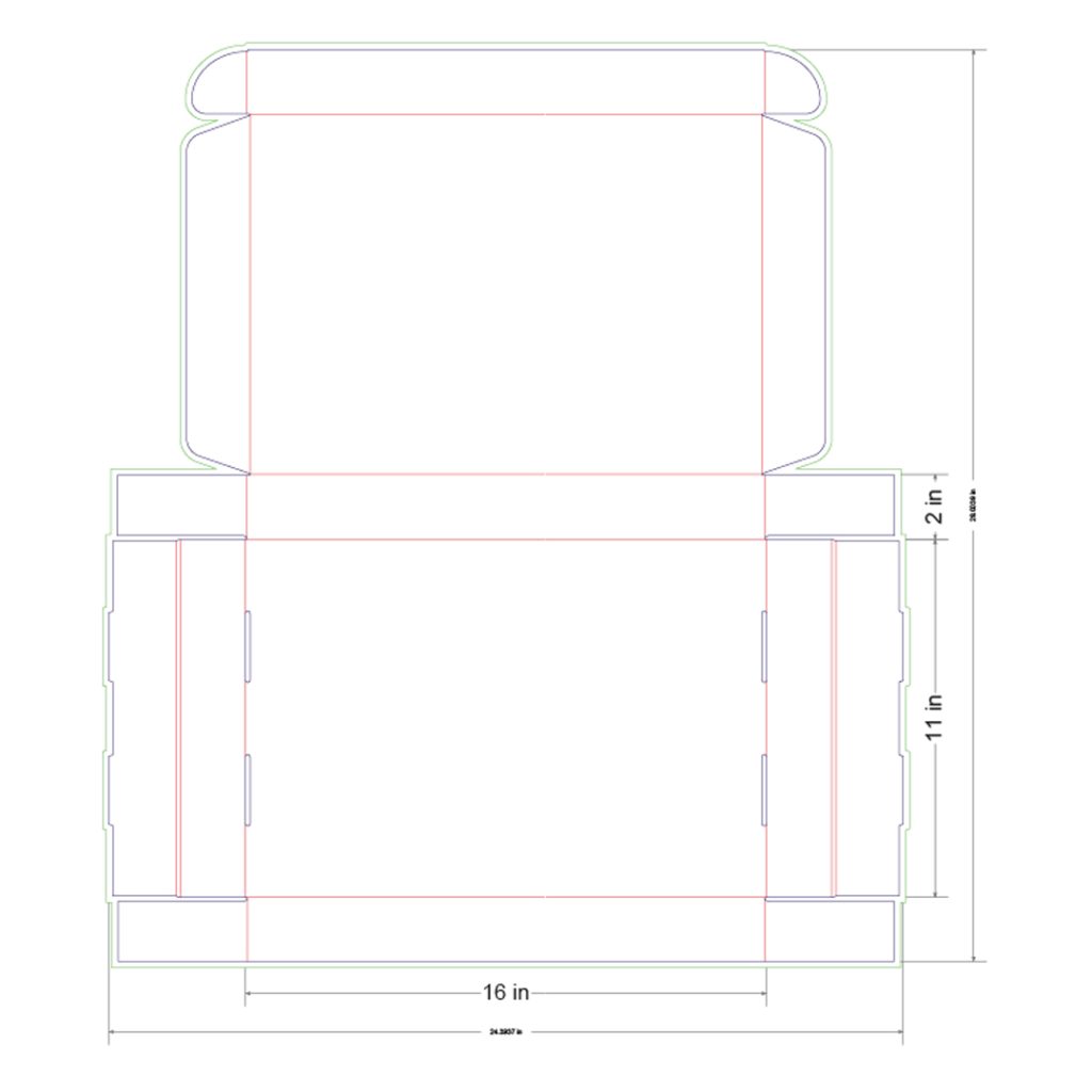 16x11x2 in Mailer Box Template