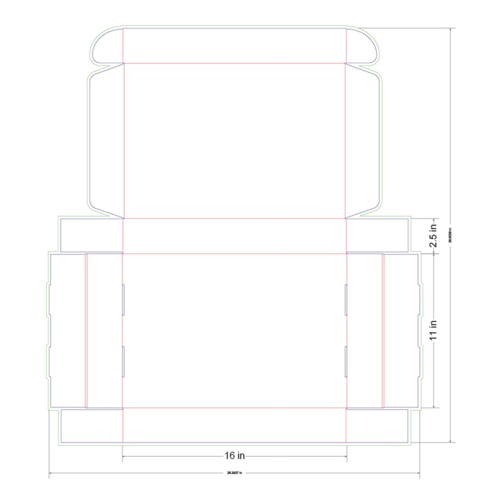 16x11x2.5 in Mailer Box Template