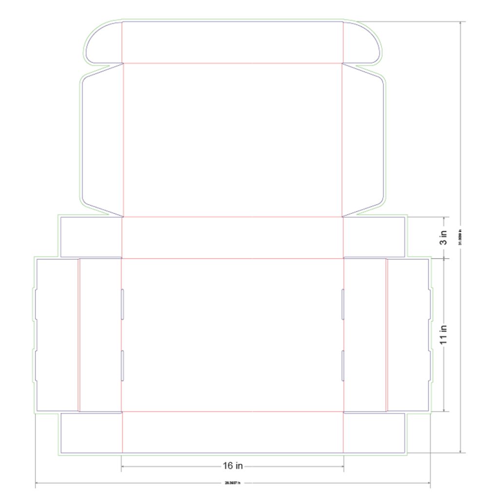 16x11x3 in Mailer Box Template