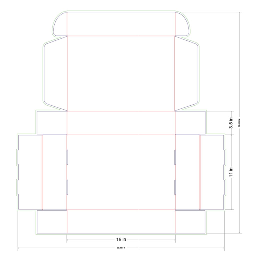 16x11x3.5 in Mailer Box Template