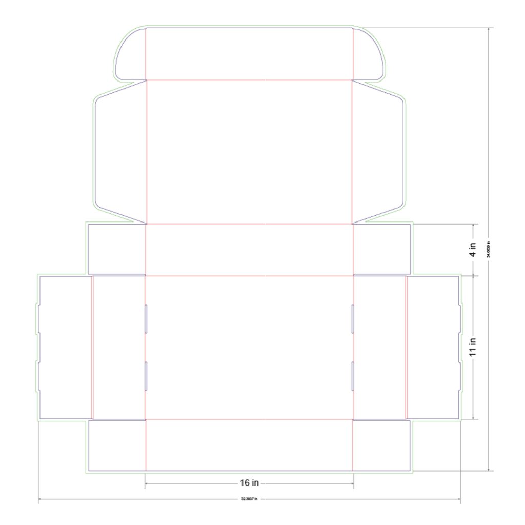 16x11x4 in Mailer Box Template