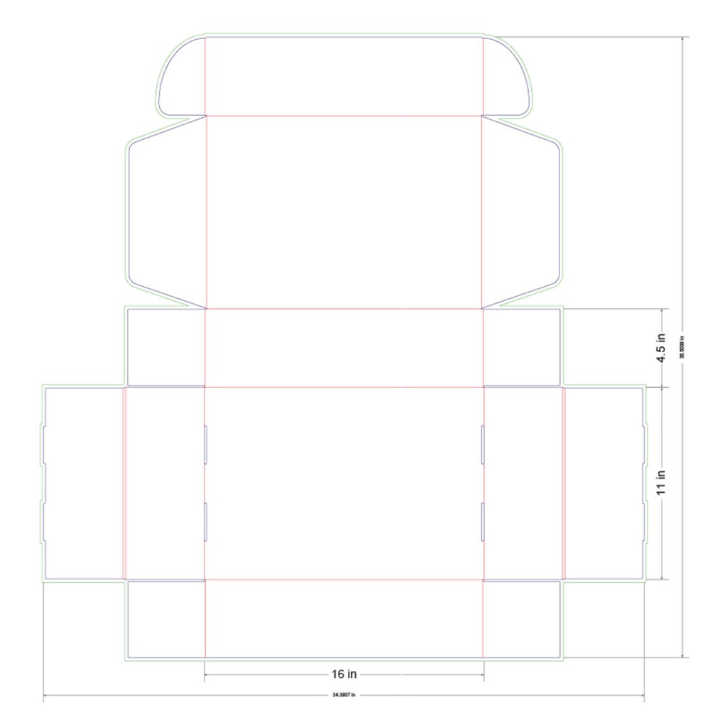 16x11x4.5 in Mailer Box Template