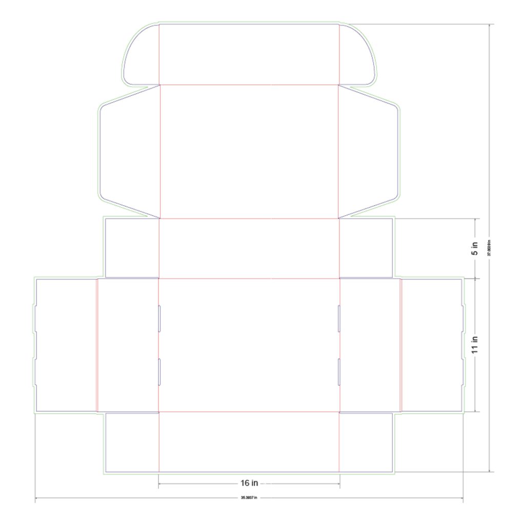 16x11x5 in Mailer Box Template