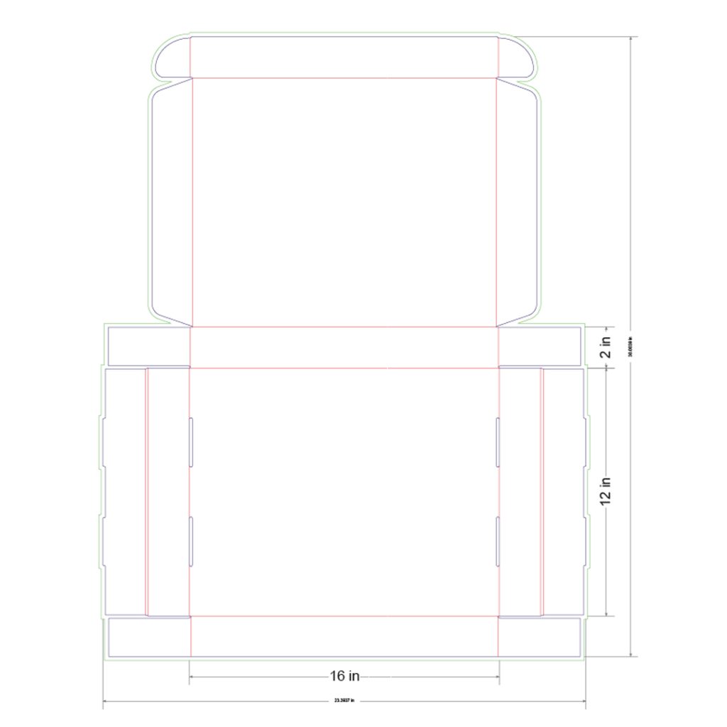 16x12x2 in Mailer Box Template