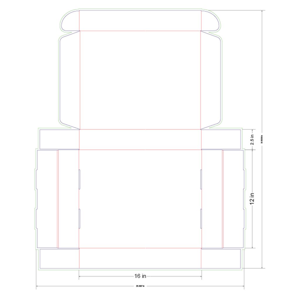 16x12x2.5 in Mailer Box Template