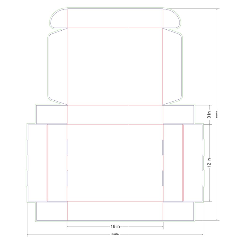 16x12x3 in Mailer Box Template