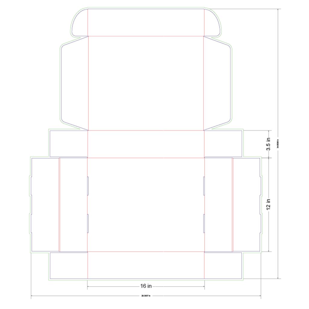 16x12x3.5 in Mailer Box Template