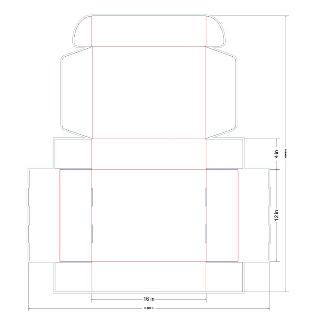 16x12x4 in Mailer Box Template